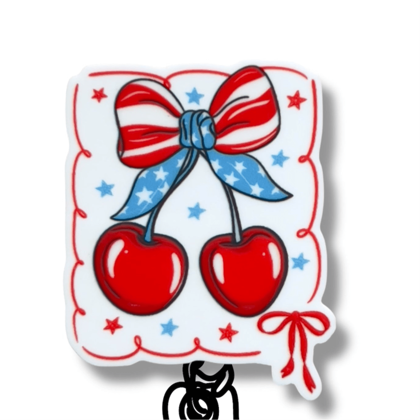 Acrylic America Cherry Badge Topper + Reel - | Happie Potato Image 1