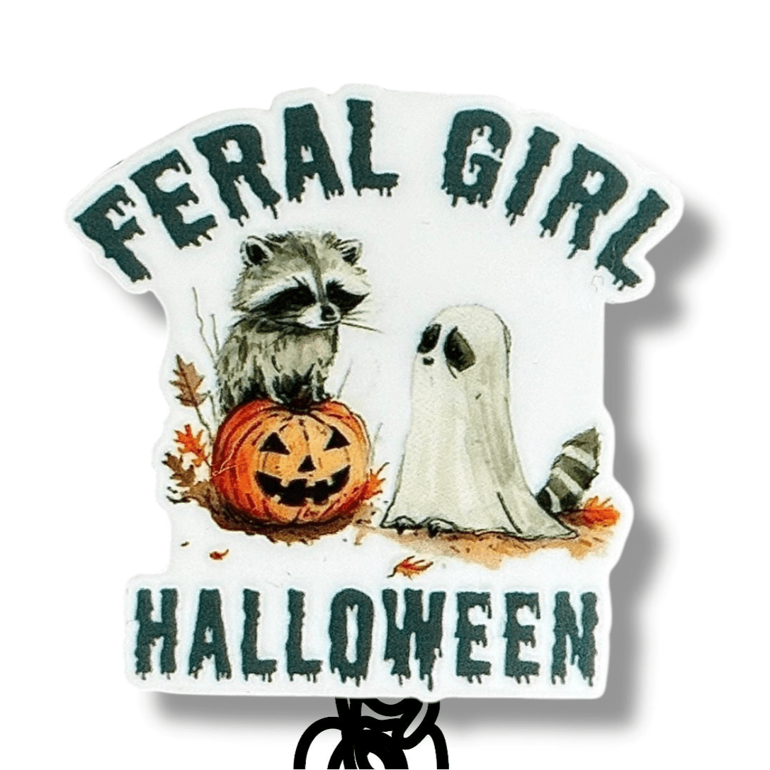 Acrylic Feral Girl Halloween Badge Topper + Reel - | Happie Potato Image 1