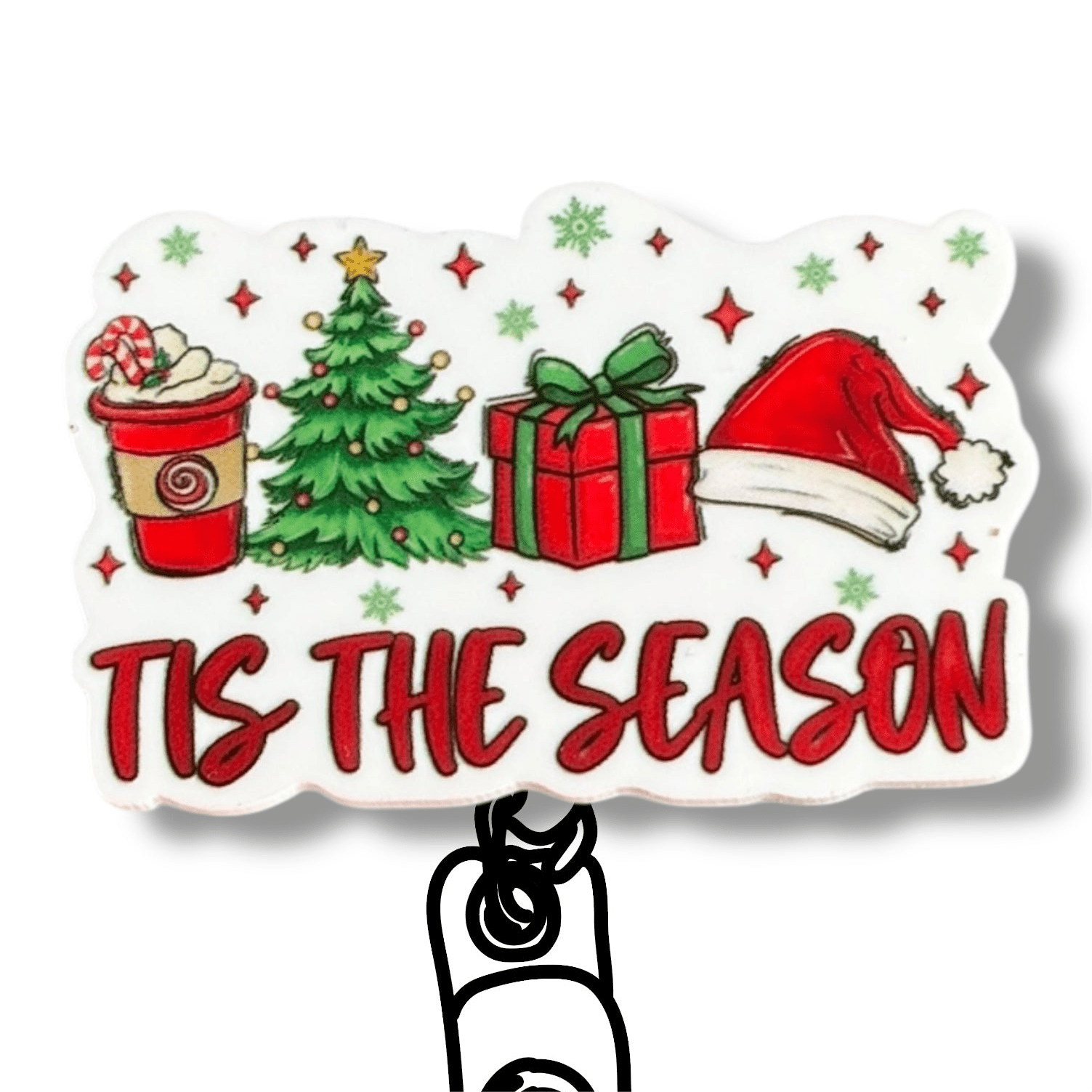 Acrylic Tis The Season Badge Topper + Reel - | Happie Potato Image 1