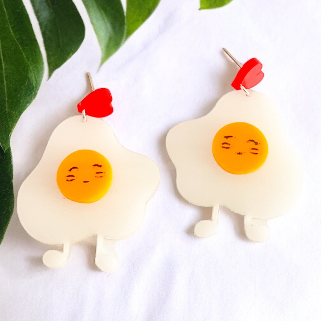 Sunny Side Up Egg Earrings - | Happie Potato Image 1