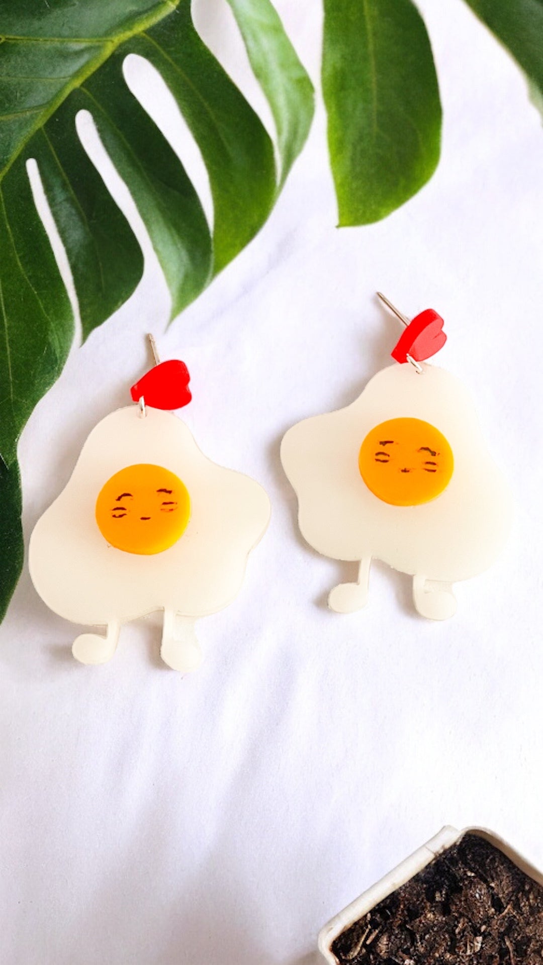 Sunny Side Up Egg Earrings - | Happie Potato Image 1