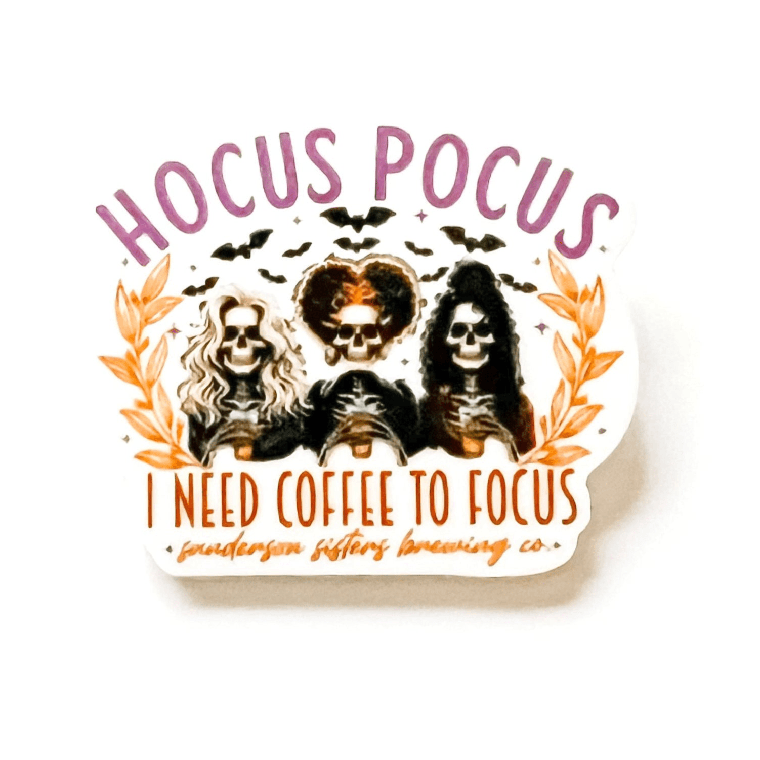 Acrylic Hocus Pocus Need Coffee To Focus Badge Topper + Reel - | Happie Potato Image 1