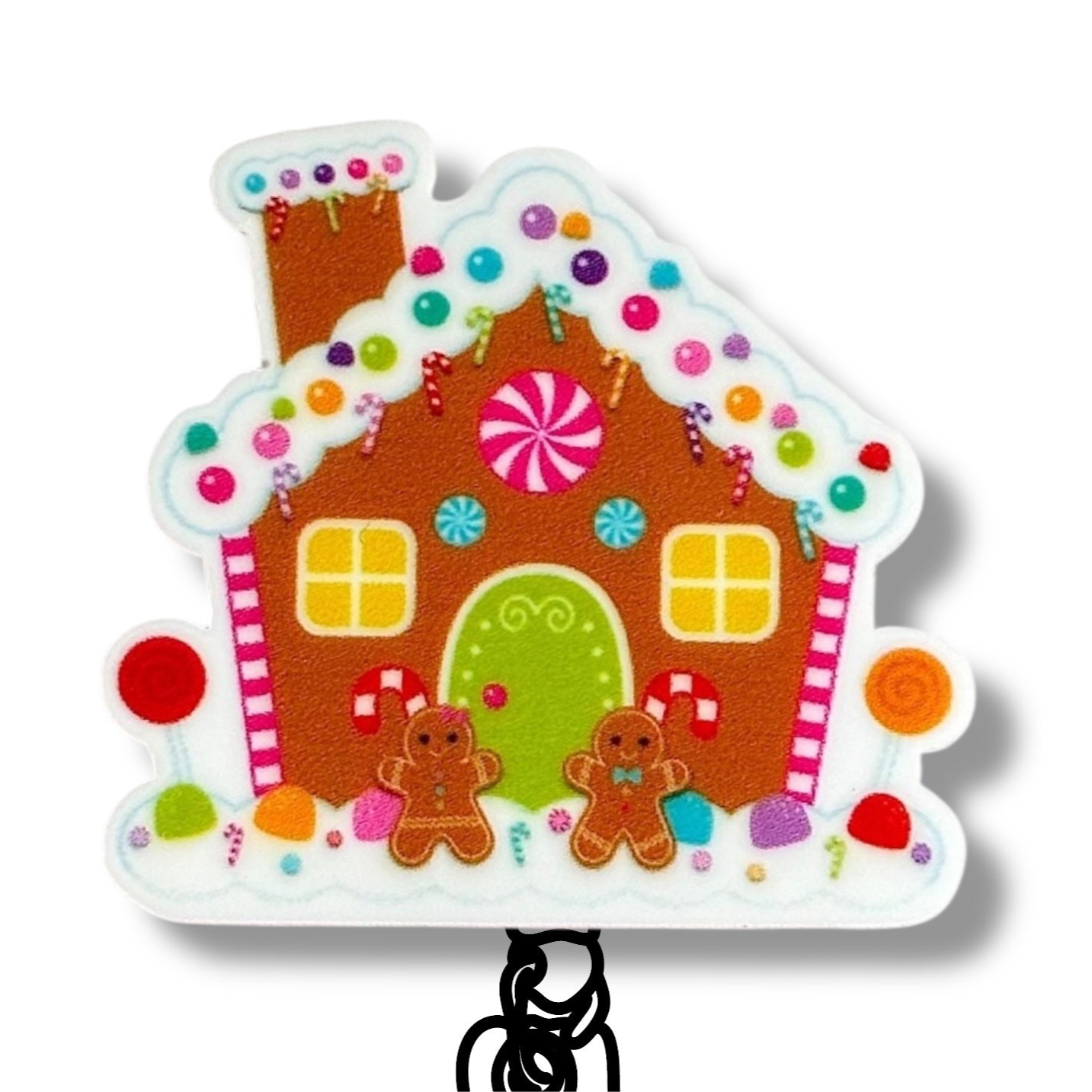 Acrylic Gingerbread House Badge Topper + Reel - | Happie Potato Image 1