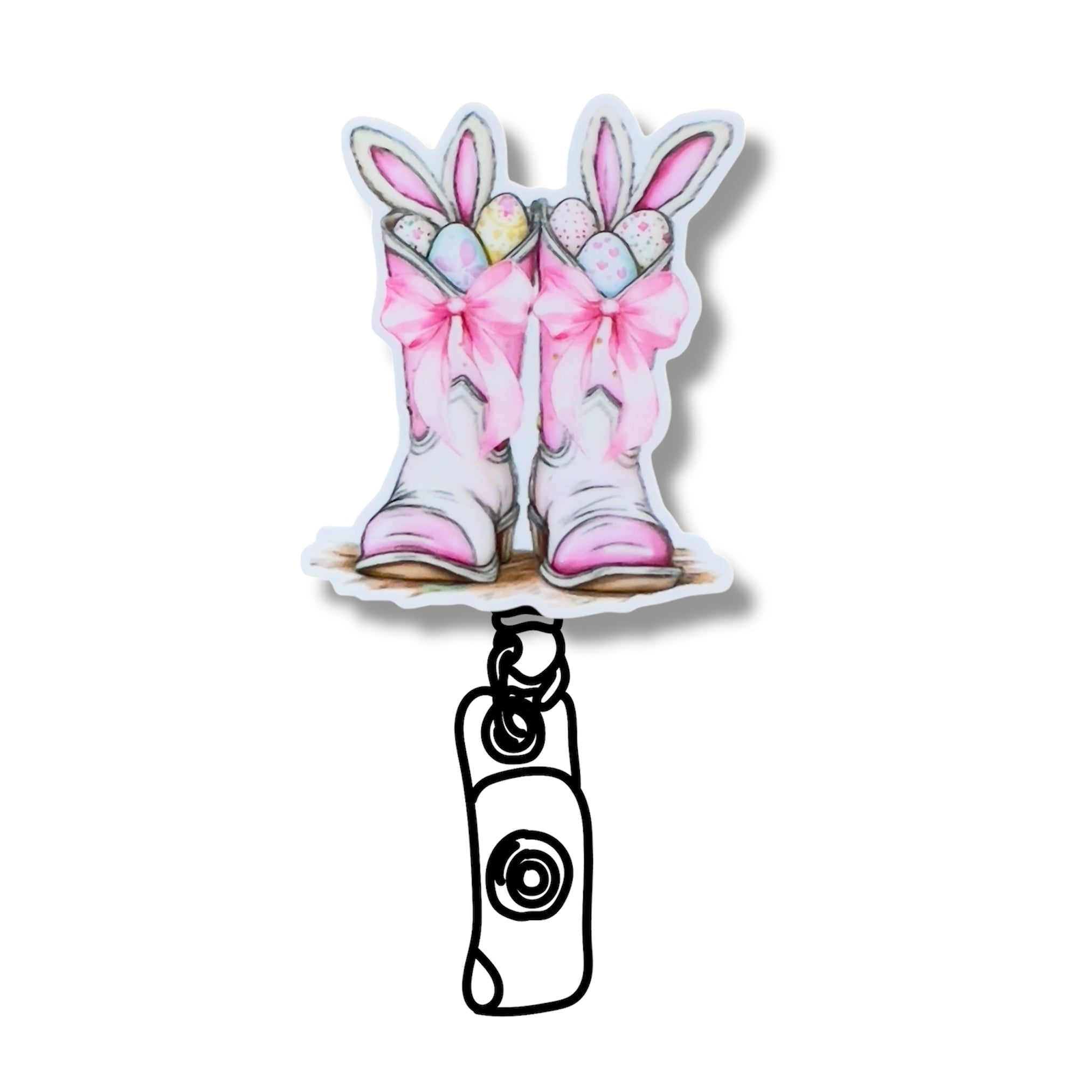 Acrylic Bunny Boots Badge Topper + Reel - | Happie Potato Image 2