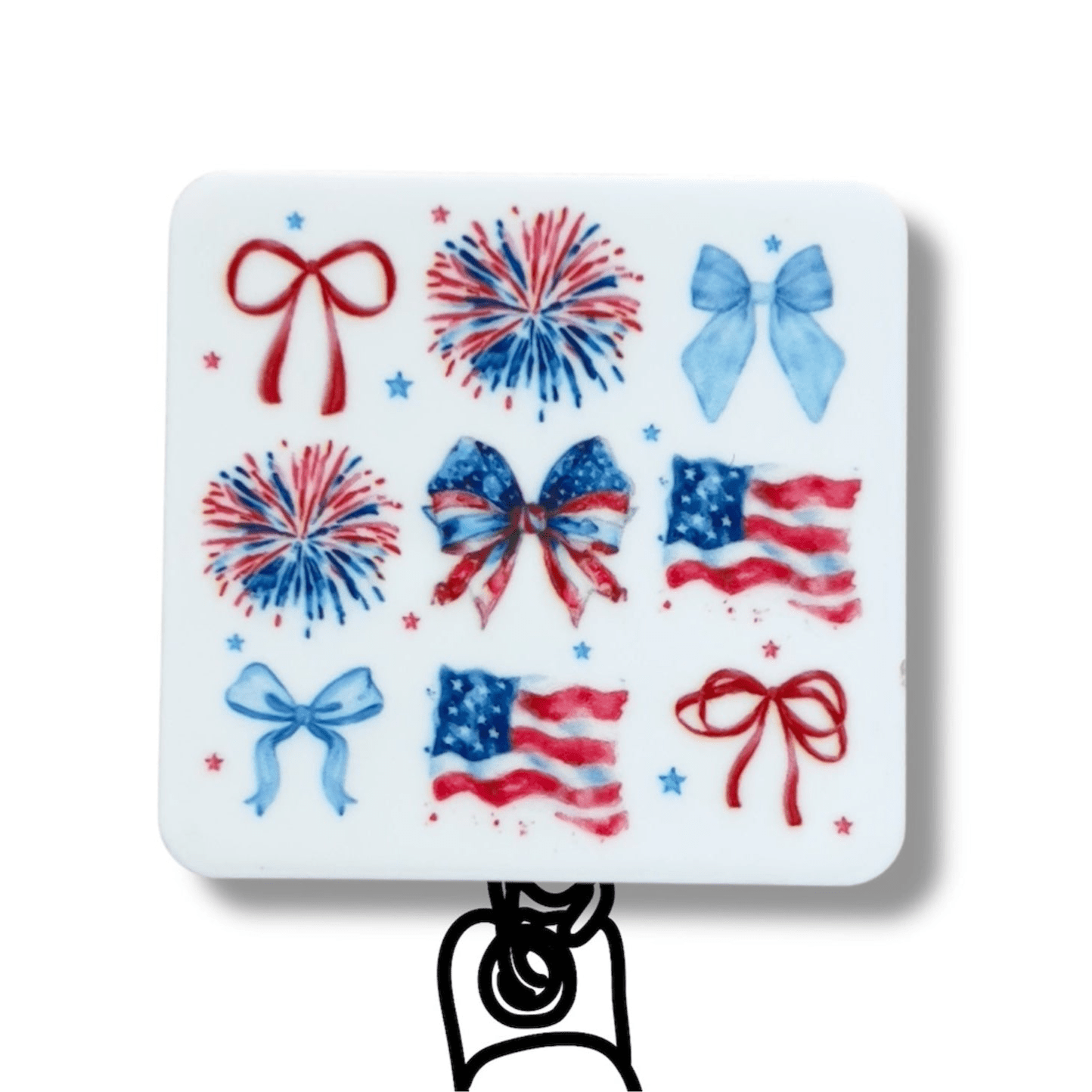 Acrylic American Flag Badge Topper + Reel - | Happie Potato Image 1