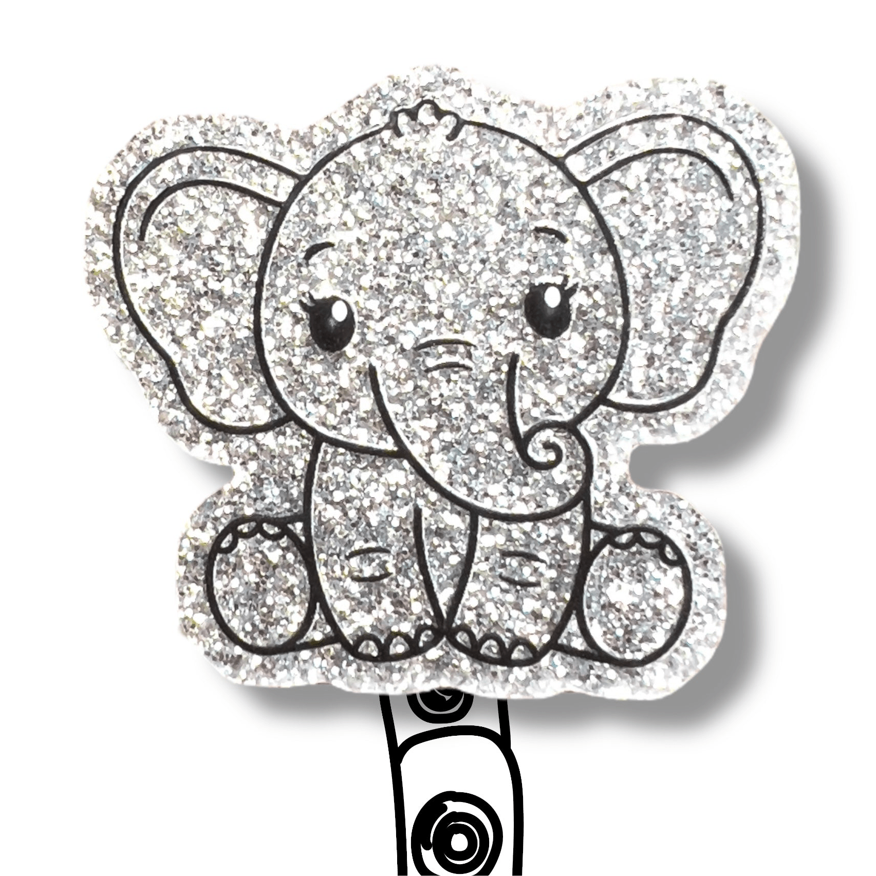 Acrylic Baby Elephant Badge Topper + Reel - | Happie Potato Image 1