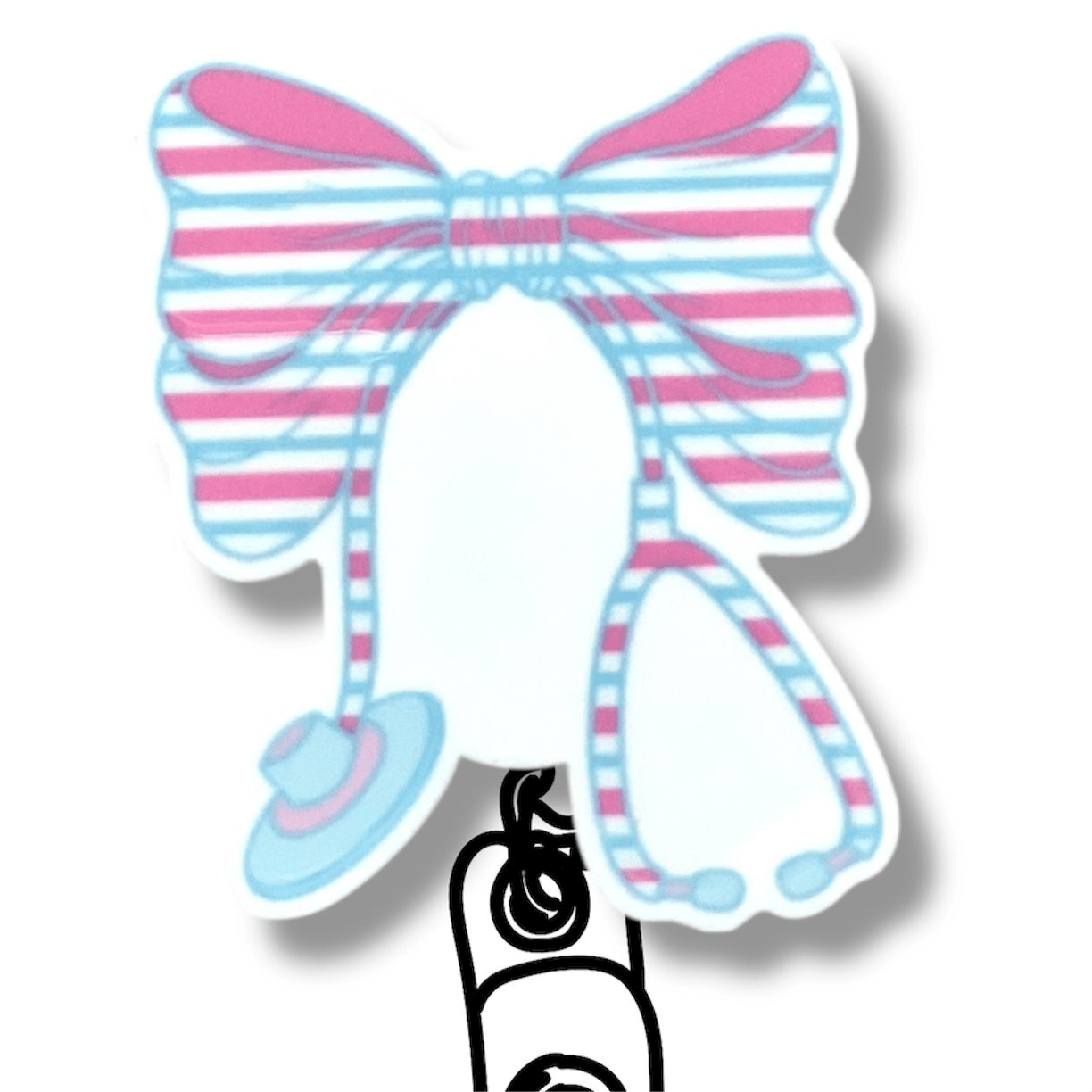Acrylic Coquette Bow Badge Topper + Reel - | Happie Potato Image 1
