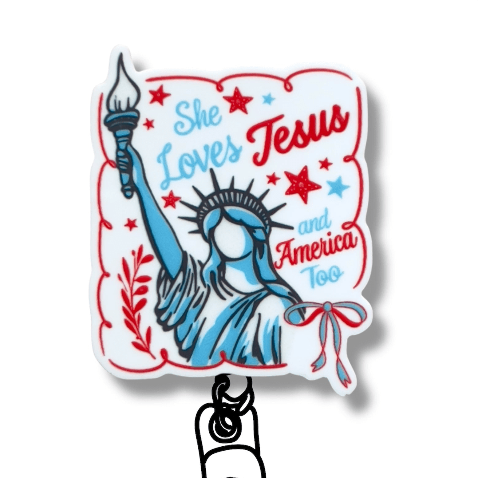 Acrylic America Badge Topper + Reel - | Happie Potato Image 2