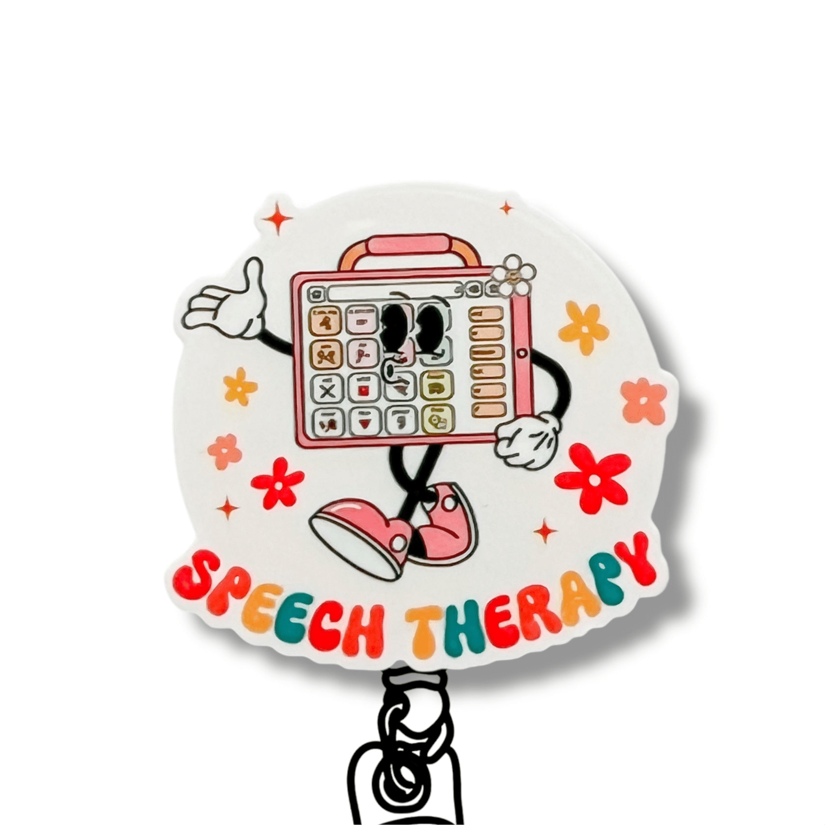 Acrylic Speech Therapy Badge Topper + Reel - | Happie Potato Image 1
