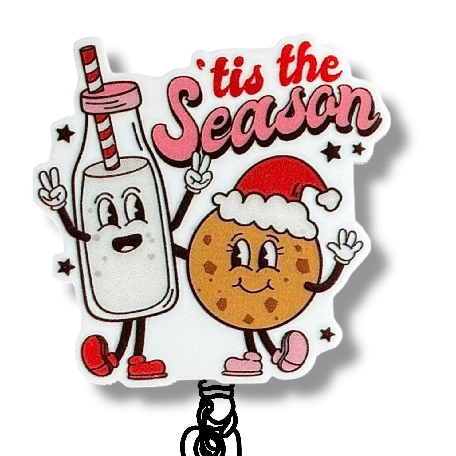 Acrylic ‘Tis The Season Cookies and Milk Badge Topper + Reel - | Happie Potato Image 1