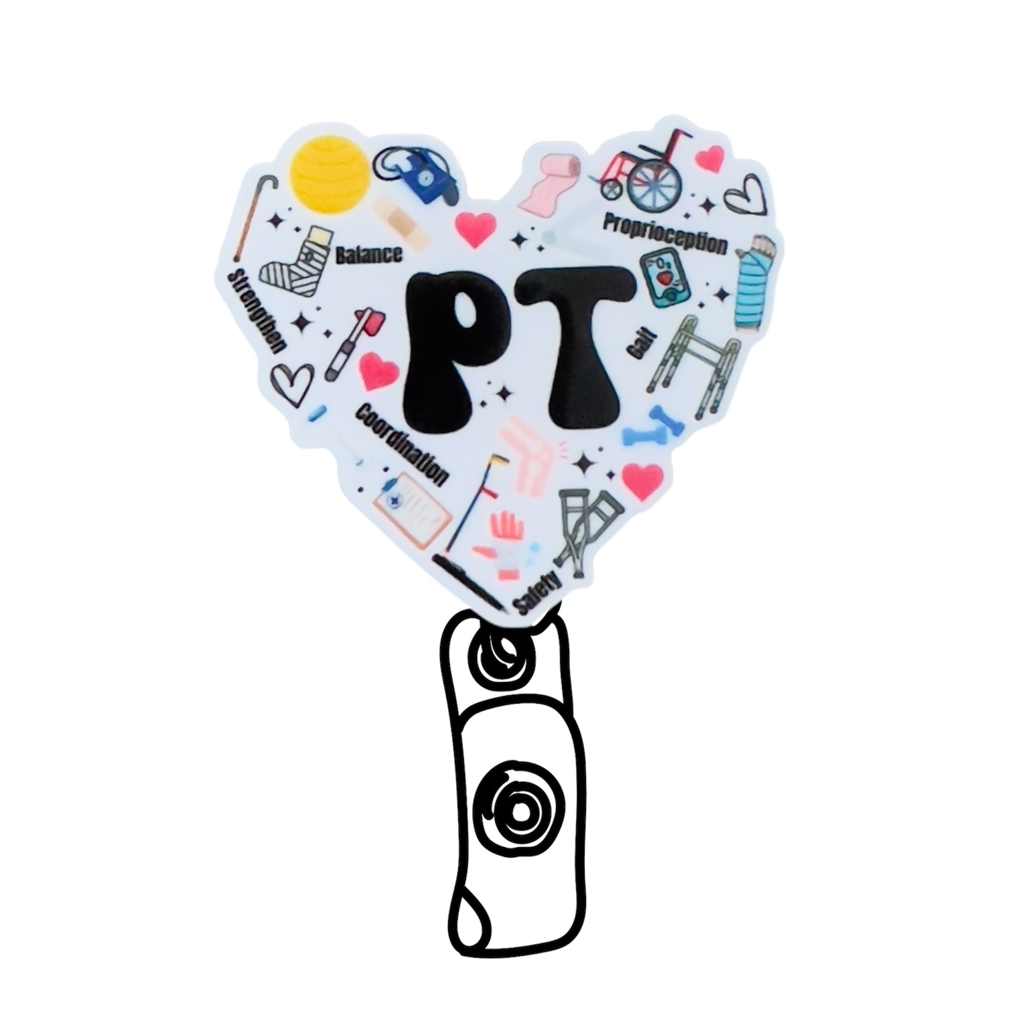 Acrylic PT Heart Badge Topper + Reel - | Happie Potato Image 2