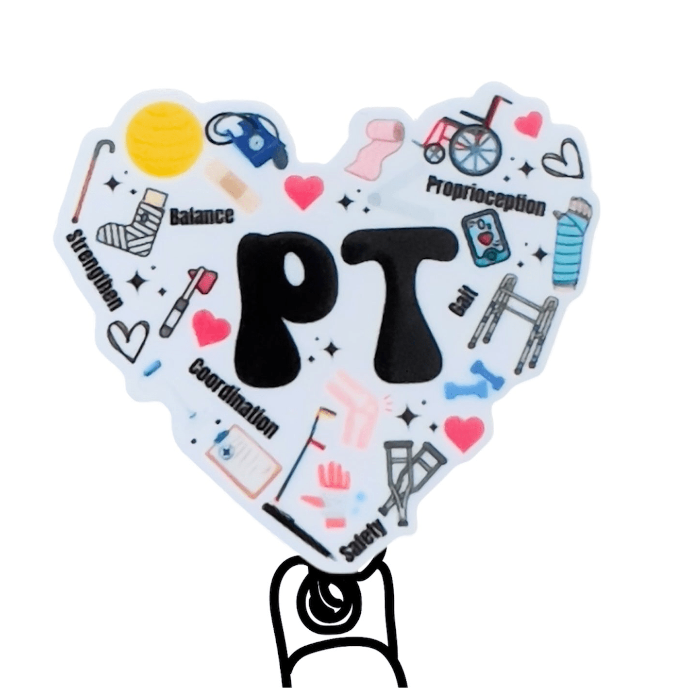 Acrylic PT Heart Badge Topper + Reel - | Happie Potato Image 1