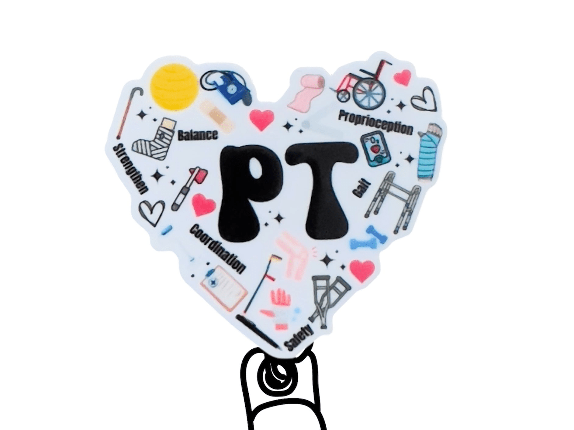 Acrylic PT Heart Badge Topper + Reel - | Happie Potato Image 1