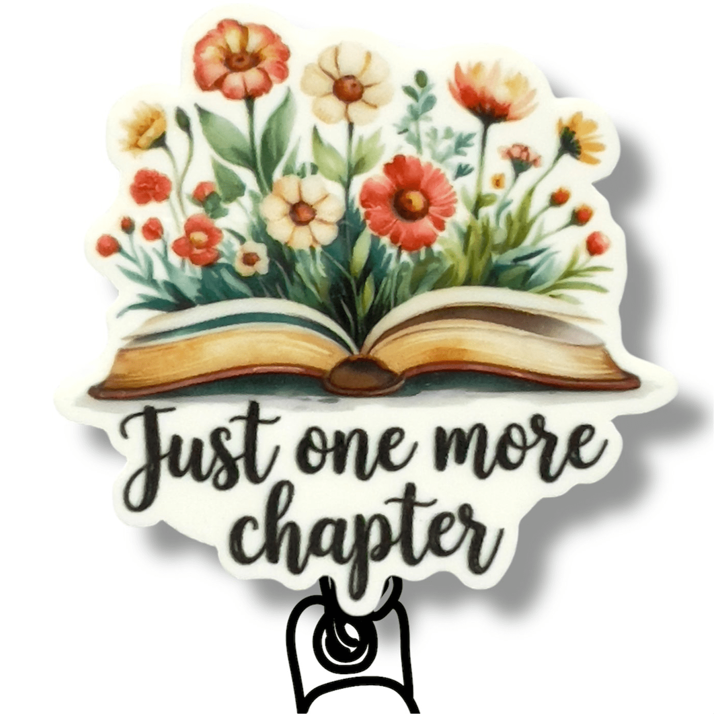 Acrylic Just One More Chapter Badge Topper + Reel - | Happie Potato Image 1