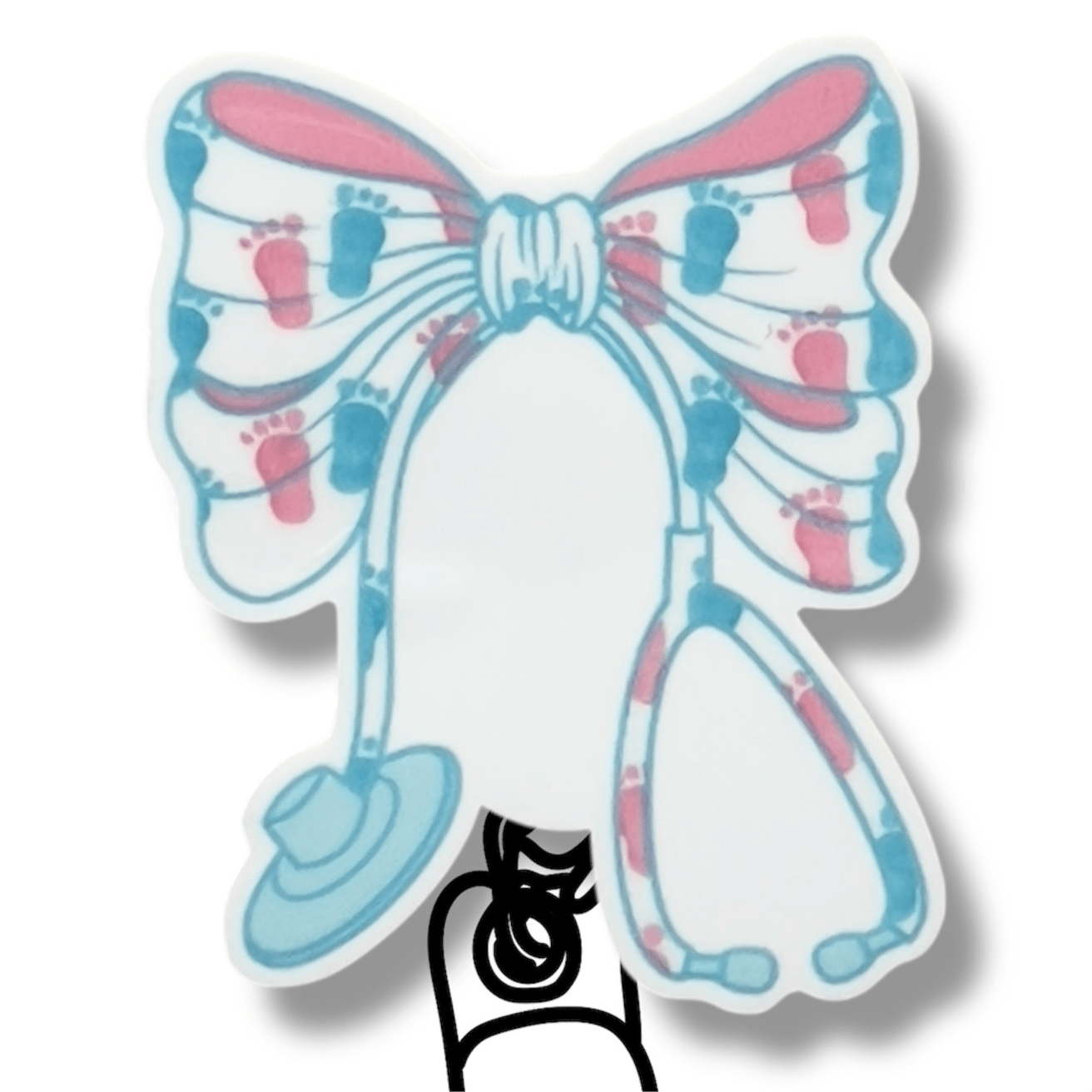 Acrylic Pink Bow Stethoscope Badge Topper + Reel - | Happie Potato Image 1