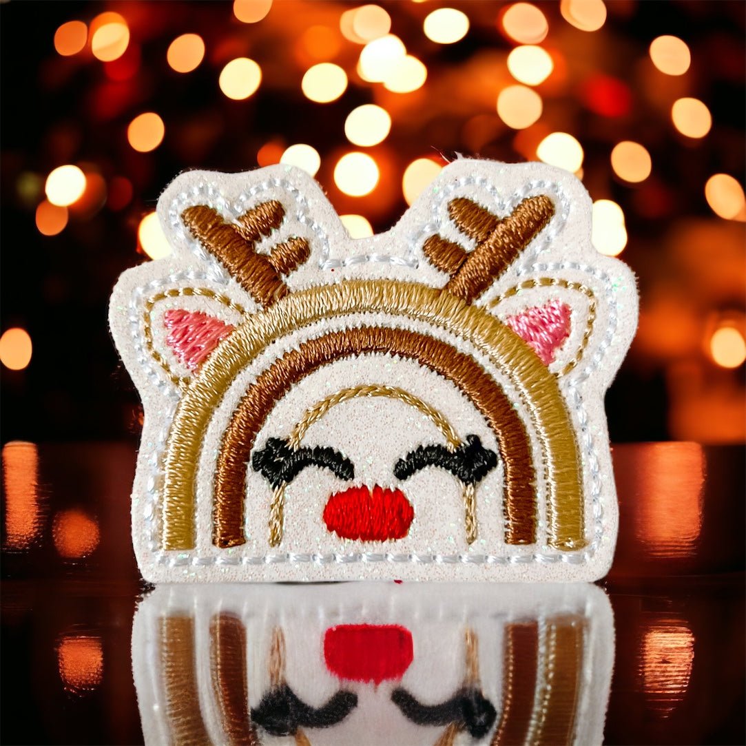 Vinyl Christmas Reindeer Rainbow Badge Topper + Reel - | Happie Potato Image 2