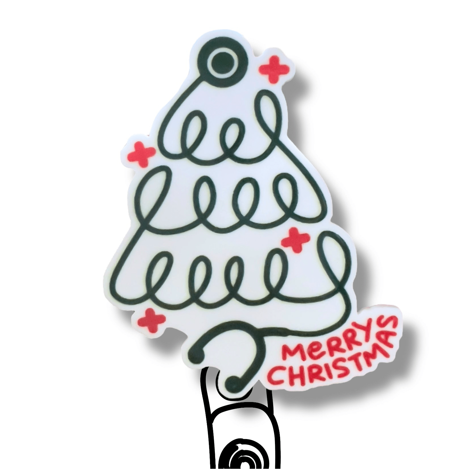 Acrylic Stethoscope Christmas Tree Badge Topper + Reel - | Happie Potato Image 1