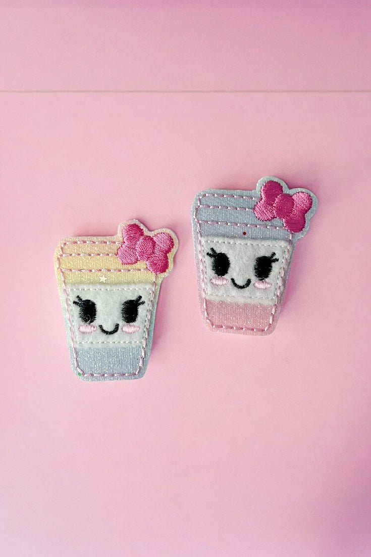 Vinyl Pink Kawaii Latte Badge Topper + Reel - | Happie Potato Image 2