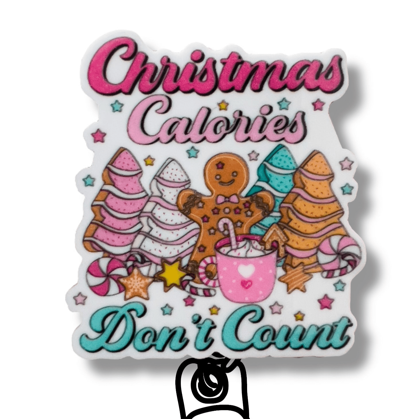 Acrylic Christmas Calories Badge Topper + Reel - | Happie Potato Image 1
