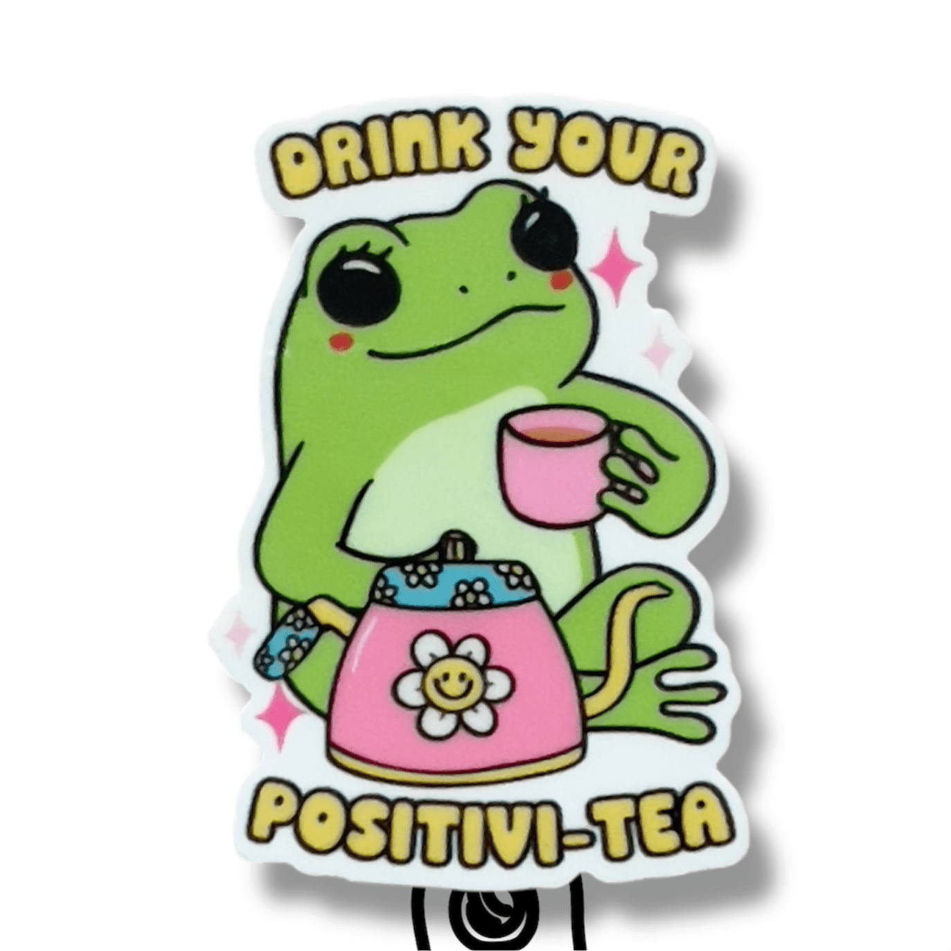 Acrylic Drink Your Positivi - Tea Badge Topper + Reel - | Happie Potato Image 2