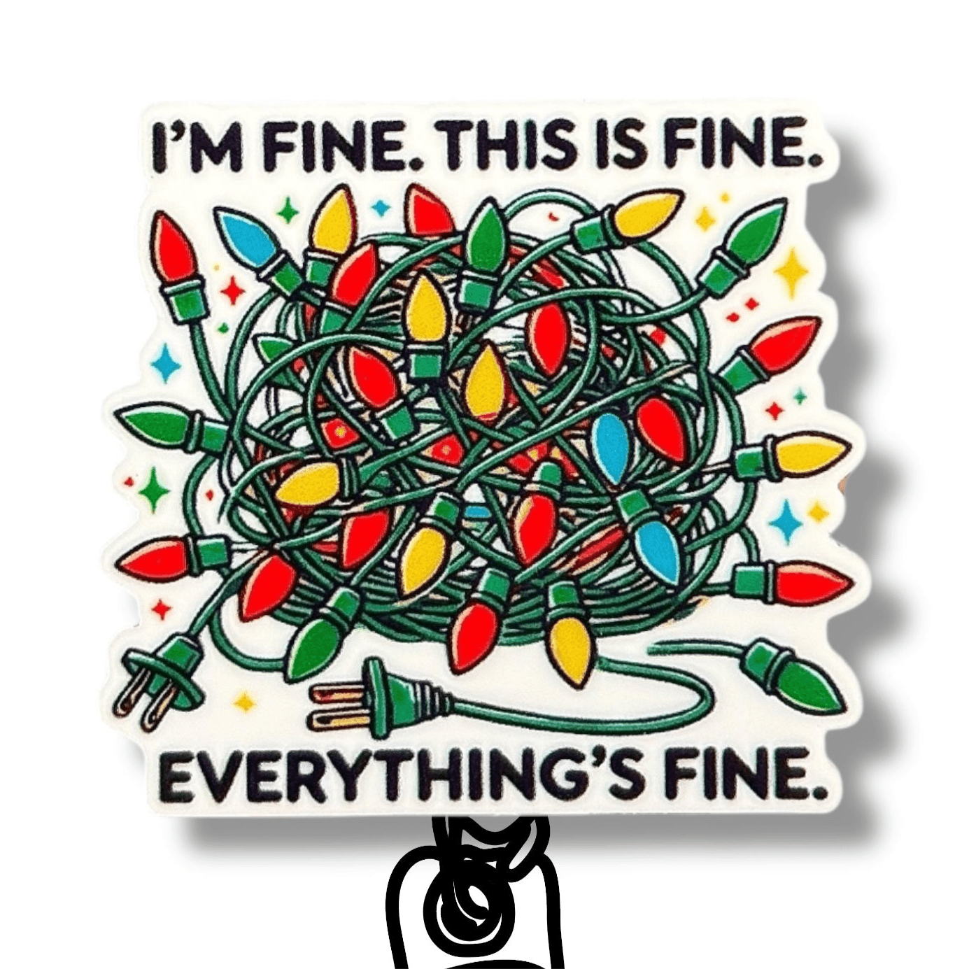 Acrylic Everything Is Fine Badge Topper + Reel - | Happie Potato Image 1