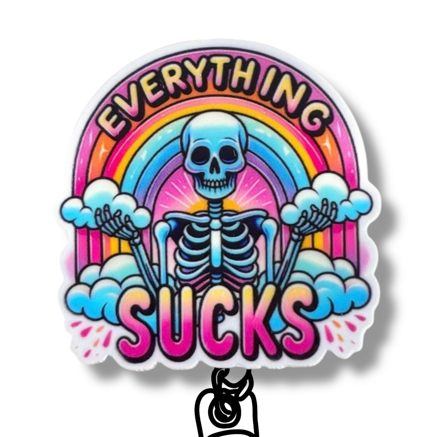 Acrylic Everything Sucks Badge Topper + Reel - | Happie Potato Image 1