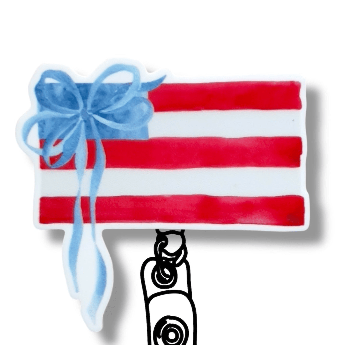 Acrylic American Flag Badge Topper + Reel - | Happie Potato Image 1