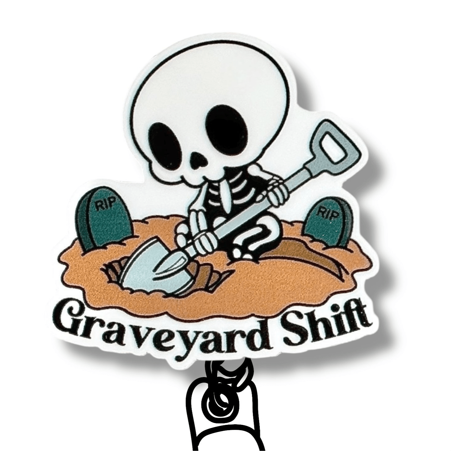 Acrylic Graveyard Shift Badge Topper + Reel - | Happie Potato Image 1