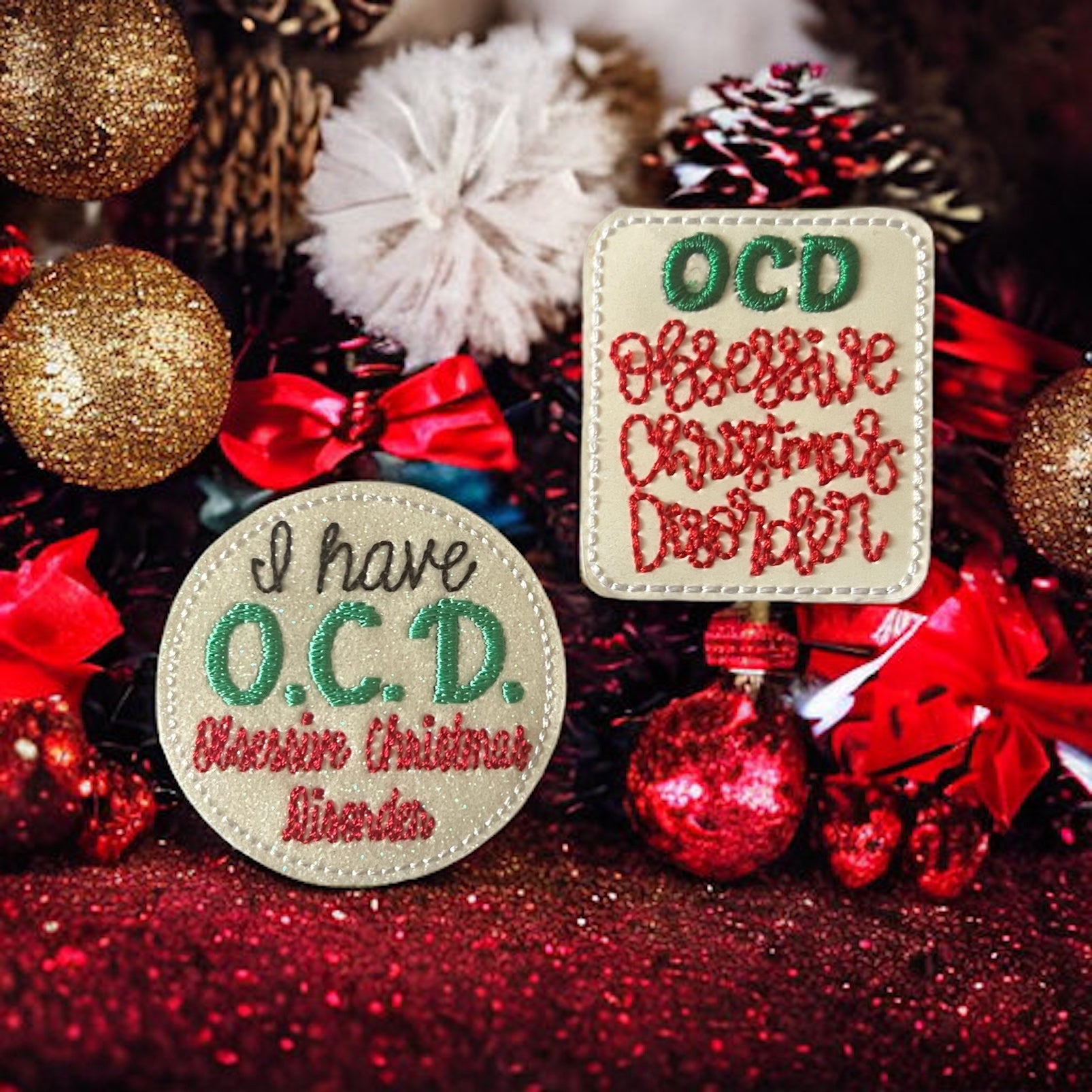 Vinyl Christmas OCD Badge Topper + Reel - | Happie Potato Image 2