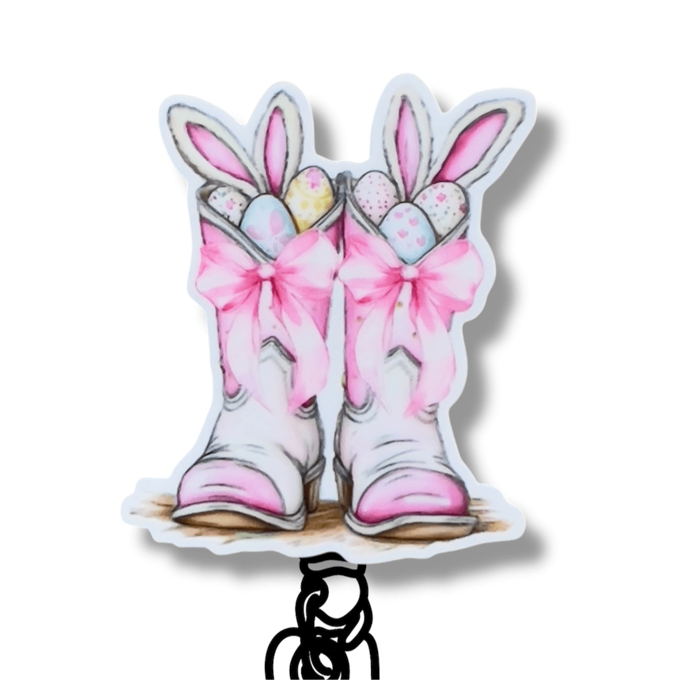Acrylic Bunny Boots Badge Topper + Reel - | Happie Potato Image 1