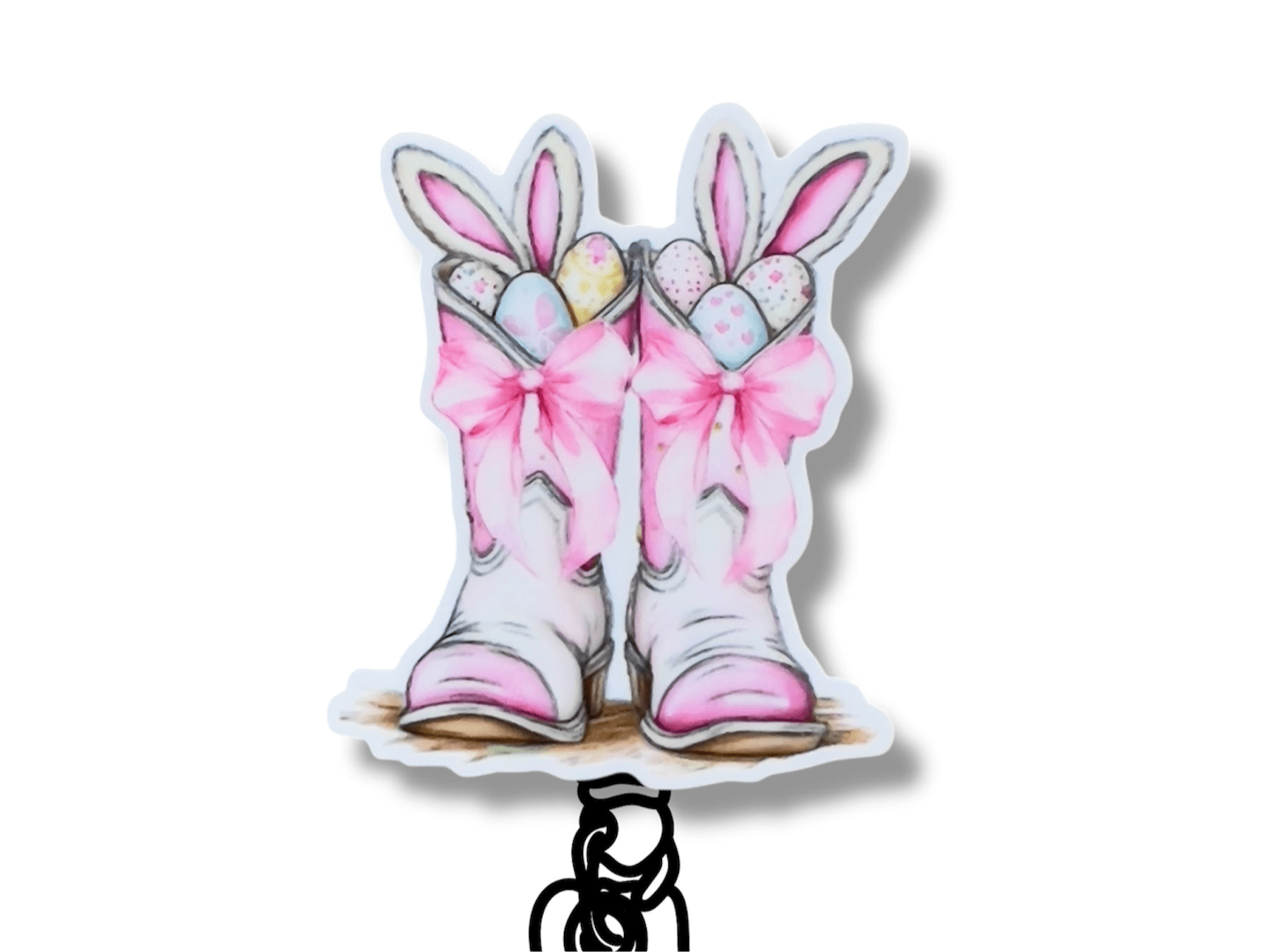 Acrylic Bunny Boots Badge Topper + Reel - | Happie Potato Image 1