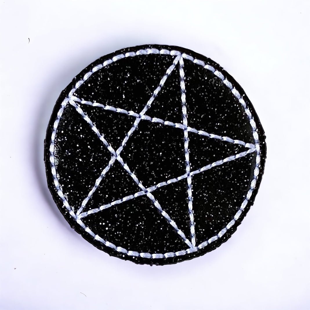 Vinyl Pentgram Badge Topper + Reel - | Happie Potato Image 1