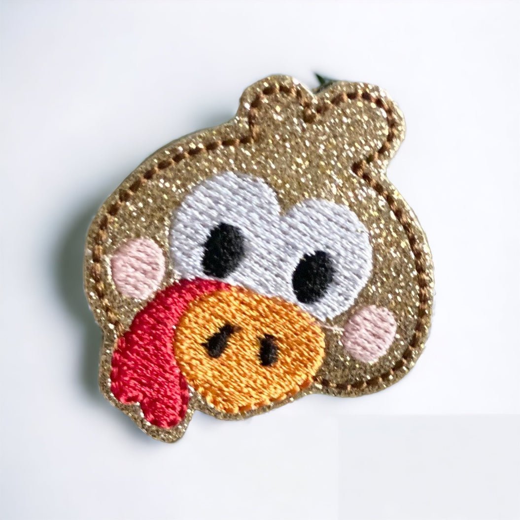 Vinyl Kawaii Turkey Face Badge Topper + Reel - | Happie Potato Image 1
