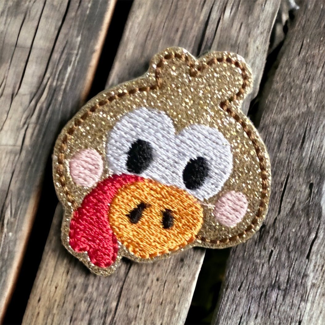 Vinyl Kawaii Turkey Face Badge Topper + Reel - | Happie Potato Image 2