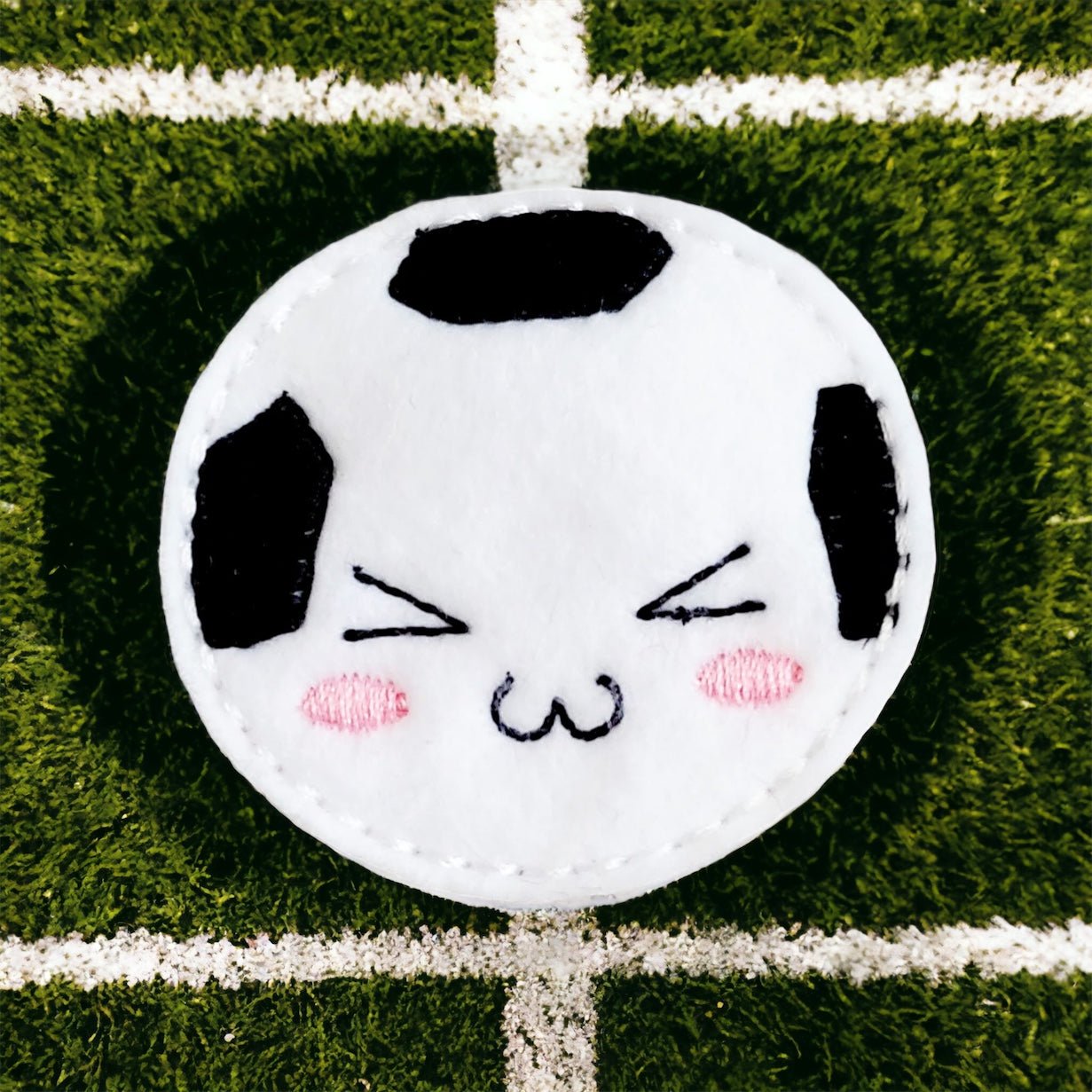 Felt Kawaii Soccer Ball Badge Topper + Reel - | Happie Potato Image 2