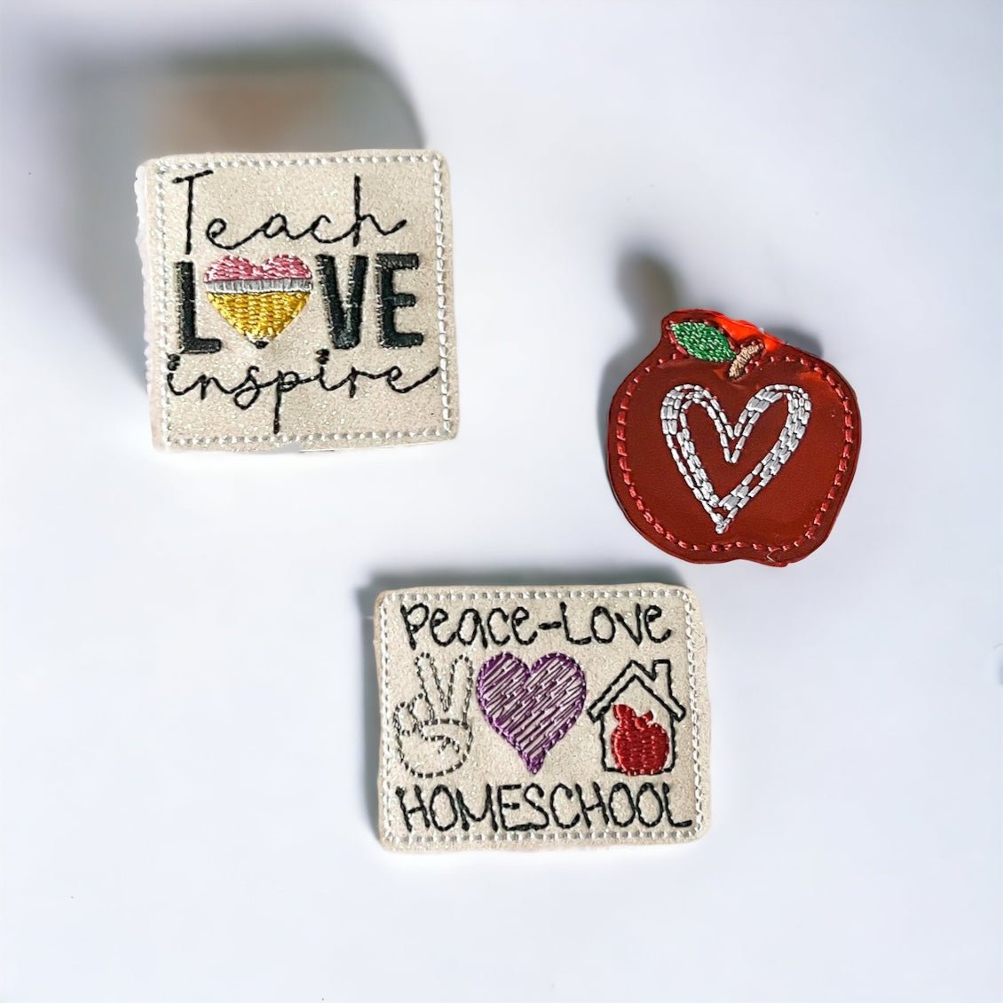 Vinyl Teach Love Peace Love Homeschool Badge Topper + Reel - | Happie Potato Image 1