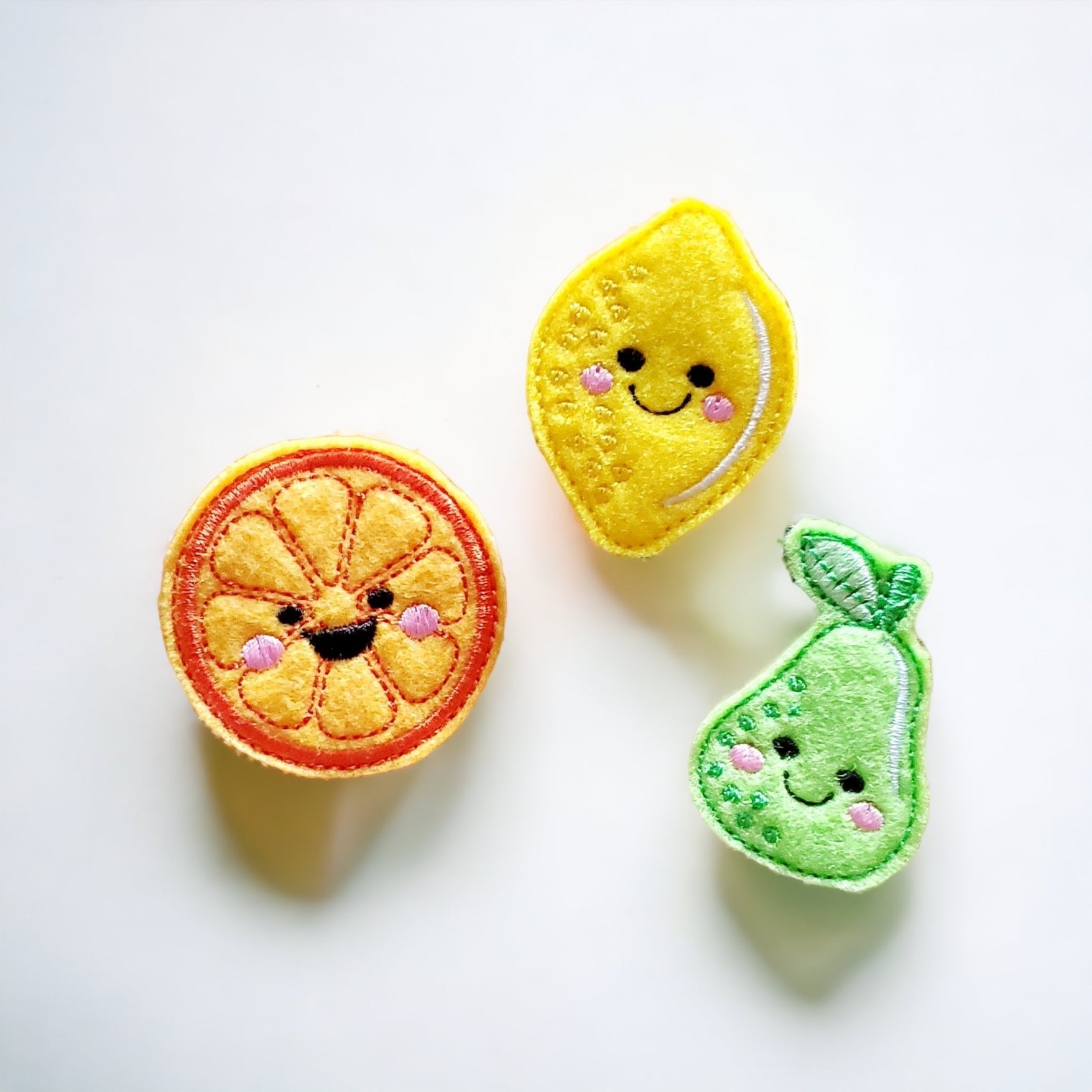 Felt Orange Pear Lemon Badge Topper + Reel - | Happie Potato Image 1