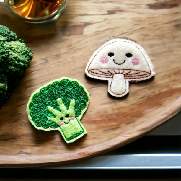 Felt Broccoli Mushroom Badge Topper + Reel - | Happie Potato Image 2