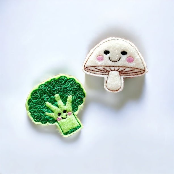 Felt Broccoli Mushroom Badge Topper + Reel - | Happie Potato Image 1