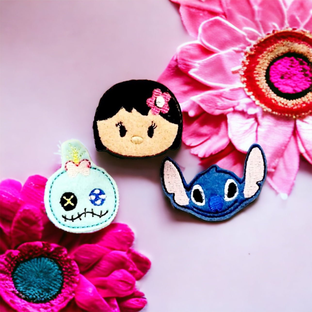 Felt LILO and Stitch Badge Topper + Reel - | Happie Potato Image 2