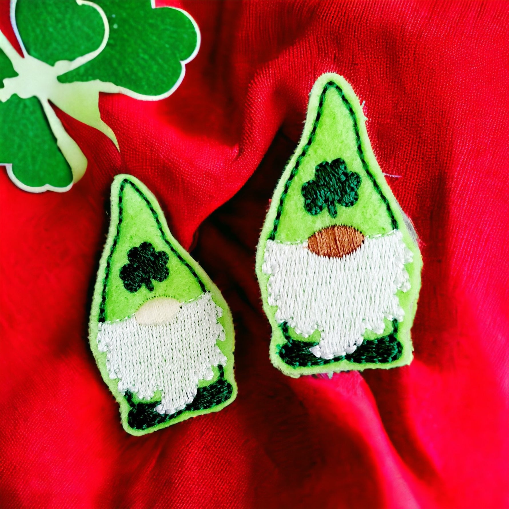 Vinyl Felt St Patricks Day Gnome Badge Topper + Reel - | Happie Potato Image 2