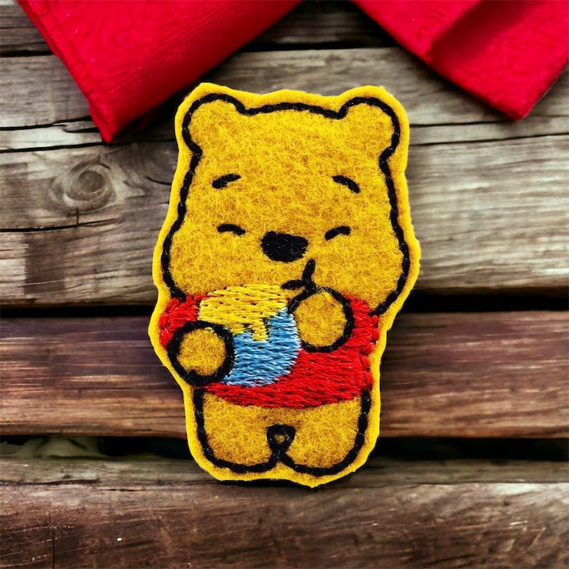 Felt Winnie the Pooh Badge Topper + Reel - | Happie Potato Image 2