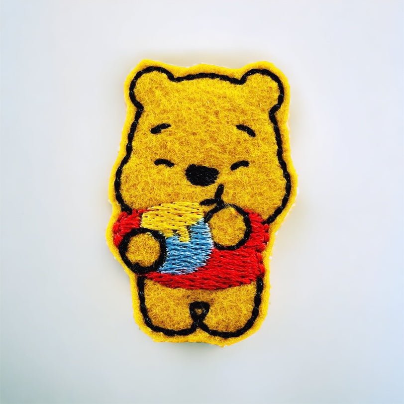 Felt Winnie the Pooh Badge Topper + Reel - | Happie Potato Image 1