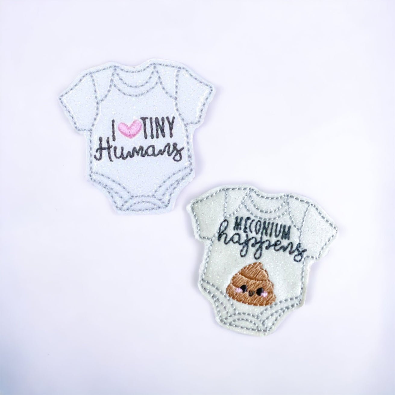 Vinyl I Love Tiny HumansMeconium Happens Badge Topper + Reel - | Happie Potato Image 1
