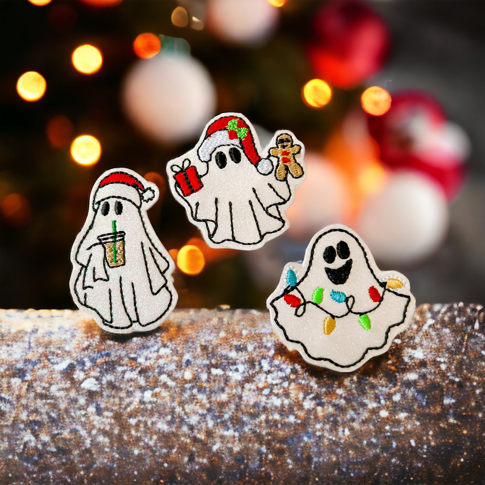 Vinyl Ghost Christmas Badge Topper + Reel - | Happie Potato Image 2