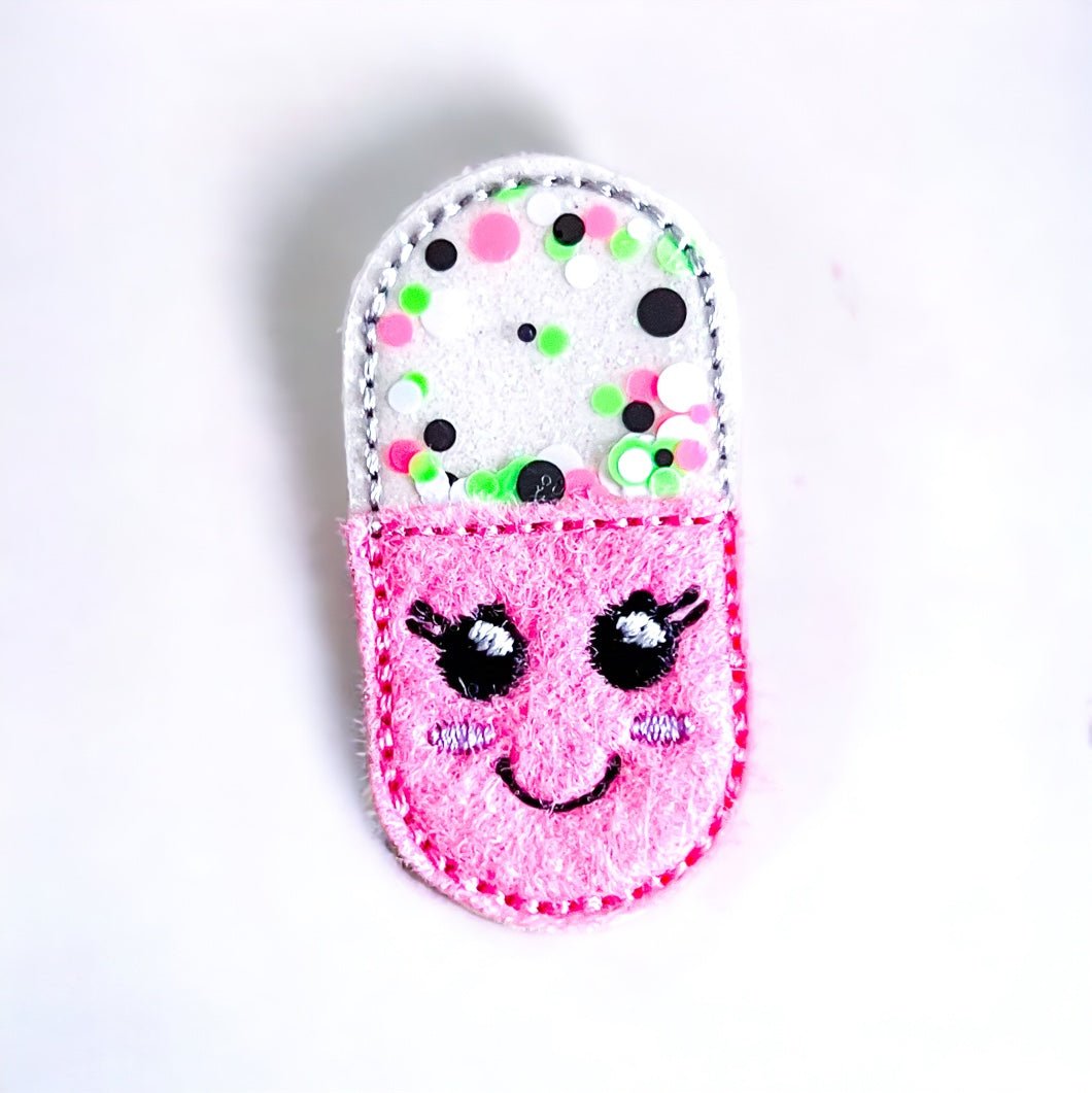 Vinyl Shaker Pill Badge Topper + Reel - | Happie Potato Image 1