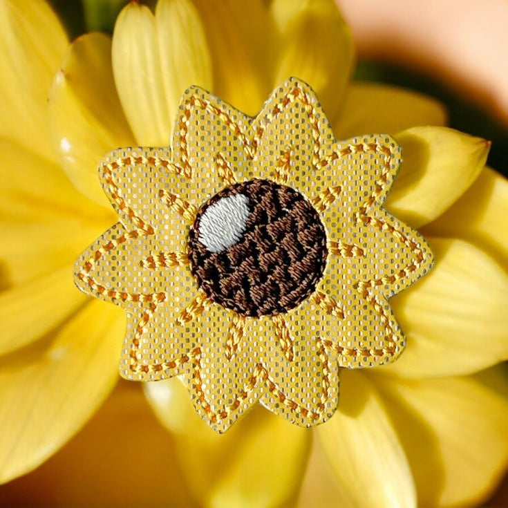 Vinyl Sunflower Badge Topper + Reel - | Happie Potato Image 2