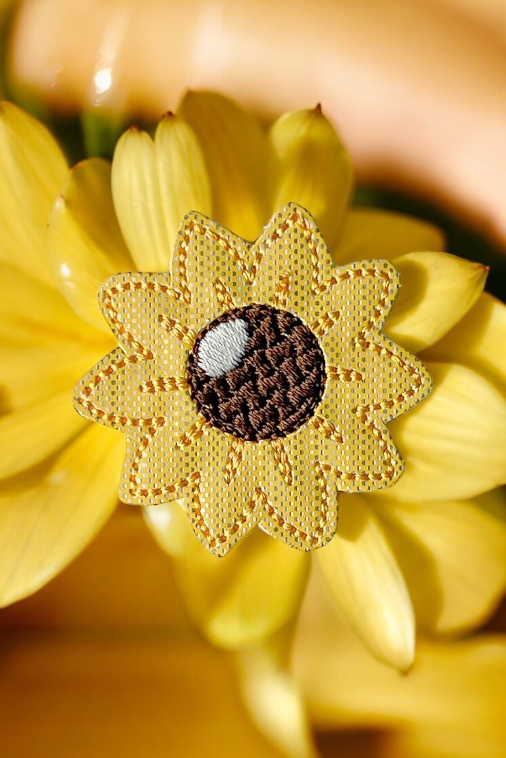 Vinyl Sunflower Badge Topper + Reel - | Happie Potato Image 2