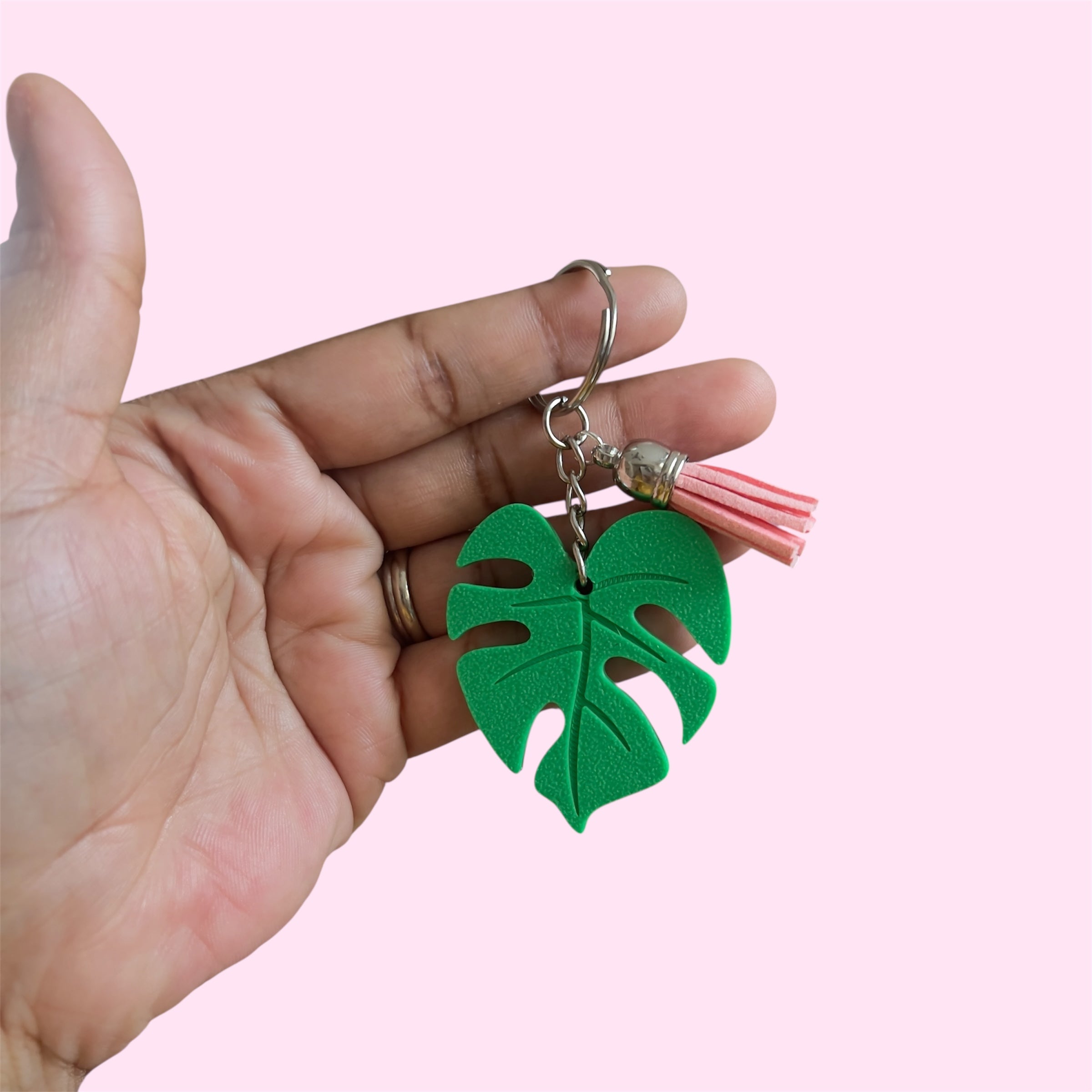 Monstera Leaf Keychain - | Front View of Monstera Keychain