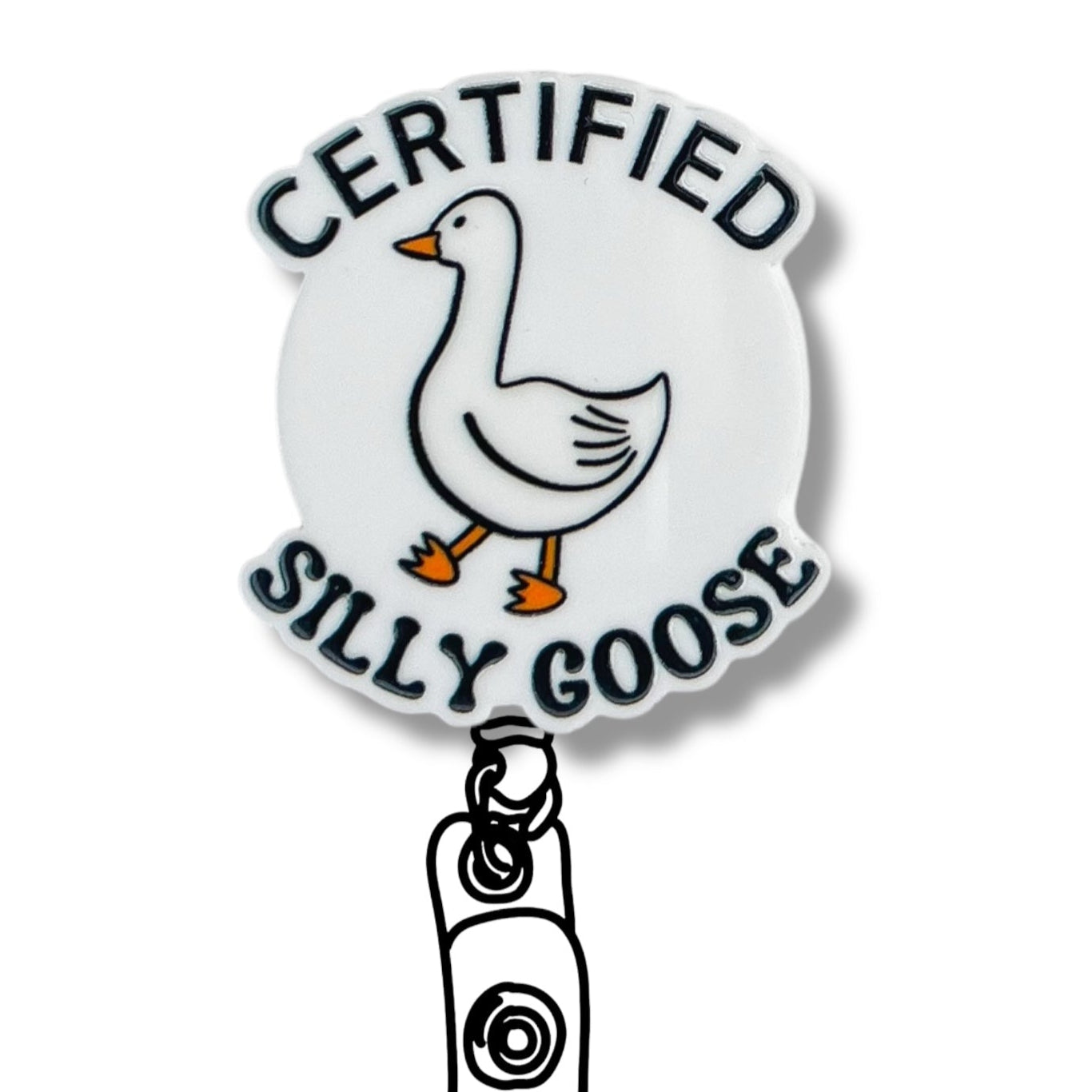 Acrylic Certified Silly Goose Badge Topper + Reel - | Happie Potato Image 2